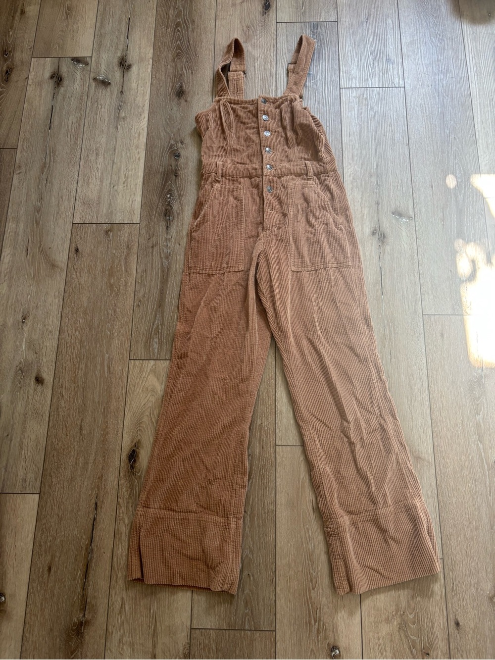 Aerie Corduroy Wide-Leg Overalls in Rust - Women Jeans